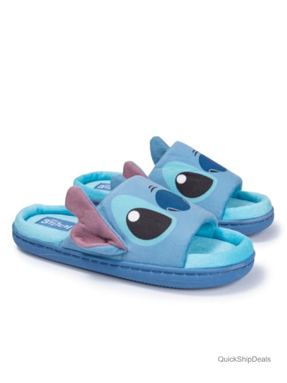 Disney Lilo & Stitch Fuzzy Slide Slippers Plush Faux Suede House Shoes